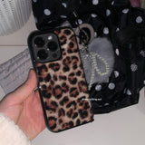 [magsafe glass] leopard fur case - brown