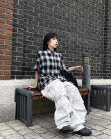 Unisex ホワイトダスティウォッシュドワイドカーゴパンツ