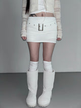 cream belt knit skirt(2 color)