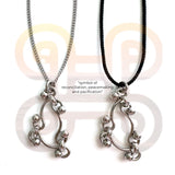 Adinkra シンボルピースメイキングブラックストラップネックレス (size: 2type)