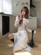 Lace scarf drape T