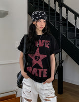ヘイトラブプリンティングオーバー半袖Tシャツ