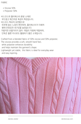 Baby Pink Twisted V-neck Loose Fit Knitwear