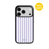 【MADE】パステル ストライプ パープルブルー アイフォン ケース [Glossy Glass/Magsafe]