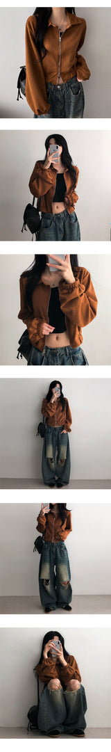 LANE Two-Way Suede Collar Jacket