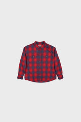 SILVER BUTTON CHECKED  SHIRT IN RED