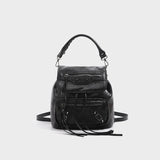 Y2K Oil-Waxed Leather Pocket Mini Backpack 2-Way