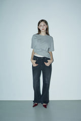 Wide washed denim pants_black