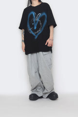 レビットハートスプレー半袖Tシャツ