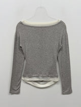 レイヤードシャーリングボートネックTシャツ
