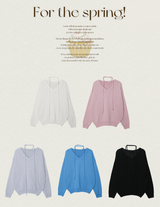 ベーシックVネックルーズニット + タイセット (5color)