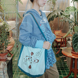UnsocialNight original literary retro versatile casual illustration printed one-shoulder cross-body bag for women