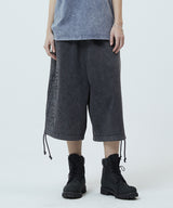 WASHED CUT OFF APPLIQUE SWEAT SHORTS