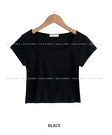 [U-BASIC] Poke Span Square Cap Sleeve T-Shirt
