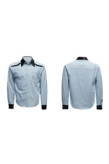 Colorblock Sequin Draped Shoulder Shirt
