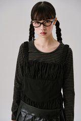ストライプウールTシャツ [Black]