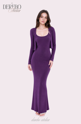 Violet Sleeveless Long Dress Cardigan Set (LONG)