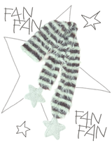 Fluffy Striped Scarf with Star Accents at Both Ends, Cozy Long-Yarn Wrap for Autumn & Winter