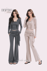 レナ ストラップ トレーニング スリーピースセットアップ (set-up + cardigan + sleeveless pants)