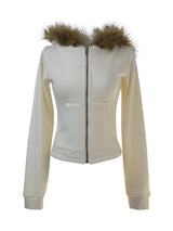 slim fur hood zip-up (fleece-lined / 3color)