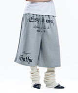 Gothic lettering Bermuda sweatpants - Gray