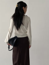 Boat Neck Tension Long Sleeve T-Shirt