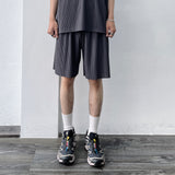 Draped Plissé Wide Shorts