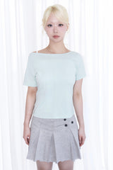 ワンショルダーシームディテール半袖Tシャツ
