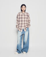 25FW ディストレスチェクコットンシャツ ベージュ
