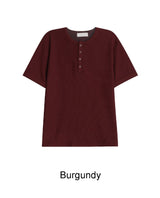 Lowden Slim Ribbed Henley Neck Short Sleeve Tee