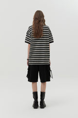 ストライプピケTシャツ [BLACK]