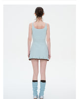 rirri Original Design Summer Stretch Knit Contrast Letter Jacquard Ballet-style Dress