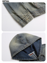 Noir Vintage Denim Hooded T-Shirt