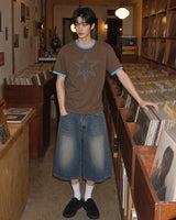 (UNISEX)カッティングスター ダブルスリーブTシャツ