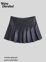 leather pleated pants mini skirt