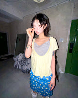 (3color) Deep Shirring U-Neck Flare Short Sleeve Tee