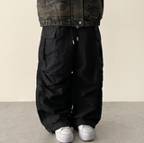 リードニーピンタックヘムストリングワイドパンツ