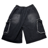 raw-edge cargo bermuda shorts