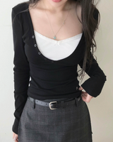 [♡MADE♡] seed race v layer button tee