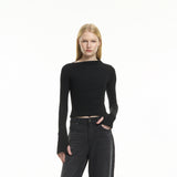 asymmetrical neckline fitted top