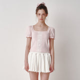 Lace Puff T-shirt (Pink)