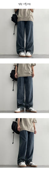 [Short, Basic, Long] [S–3XL] [Summer Long Pants!] バックバンディングプリンセミワイドピンタックデニムパンツ