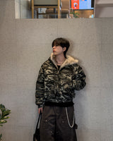 Night camo raccoon fur hood padding