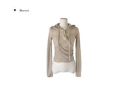 Handy Snap See-through Wrap Hood Knit