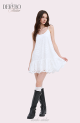 Punching Daisy White Sleeveless Dress 