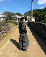 ワイドプリンティドカーペンターデニムバルーンパンツ
