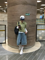 ゴーデヘンリーネックフーデッドショートスリーブTシャツ(5c)