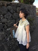 Fore Striped Shirred T-shirt (2color)