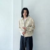 Zip Pocket Slightly Cropped Suede Jacket