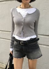 RIB U-NECK CARDIGAN